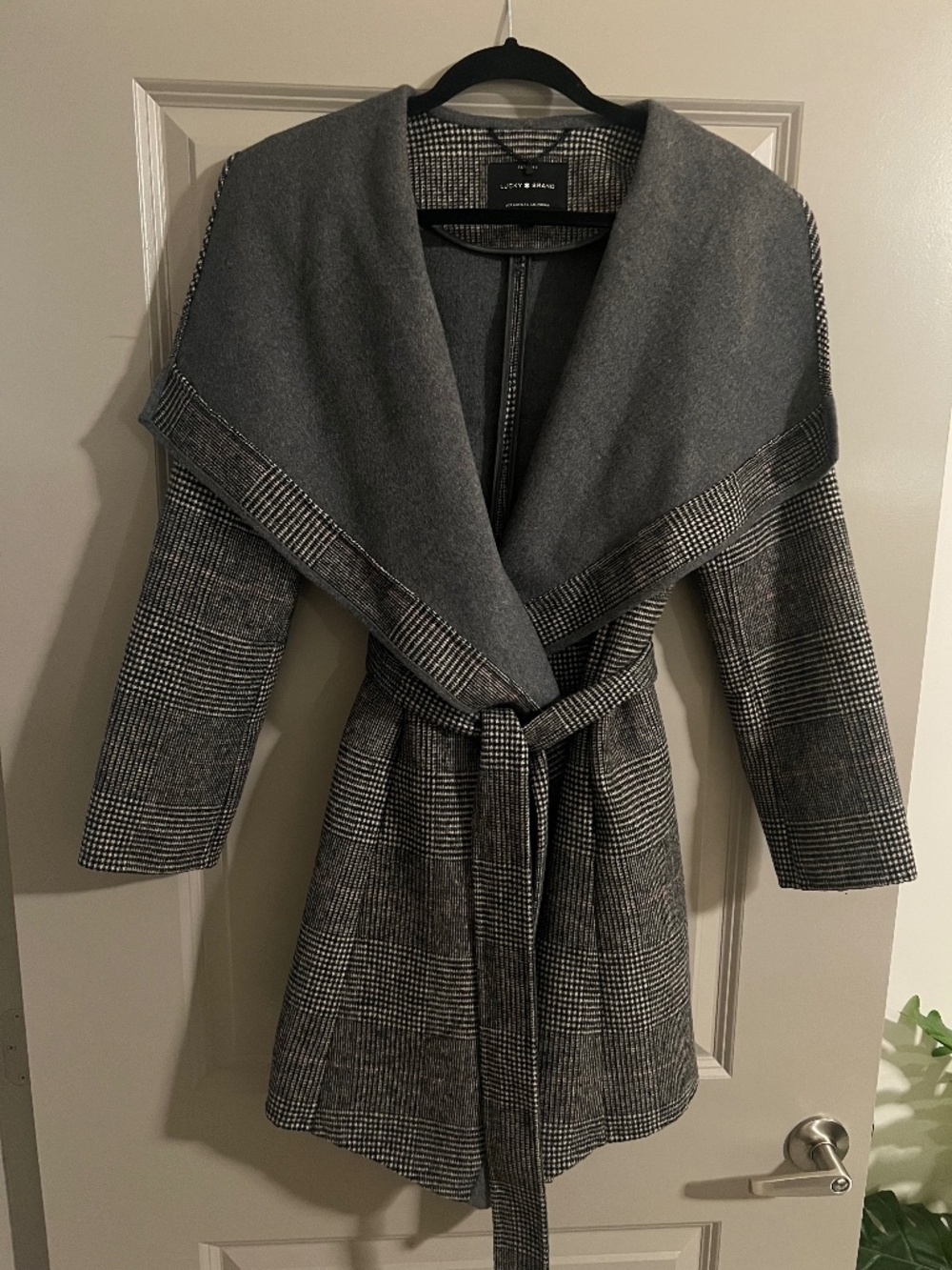 Lucky Brand Plaid Wool Wrap Coat